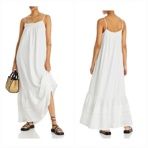 Aqua | Dresses | Aqua Bloomindale Exclusive White Maxi Spaghetti Strap  Summer Dress Size Small | Poshmark